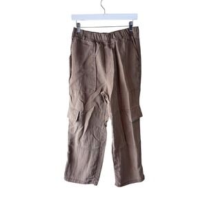 Zara Womens Brown Elastic Waist‎ Wide Leg Cargo Utility Pants Size Large 90: